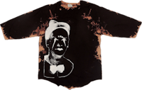 a tie dye t - shirt with an image of a man in a bow tie